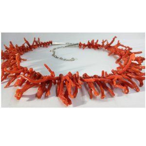 1960's Sterling Silver Oxblood Coral Necklace
